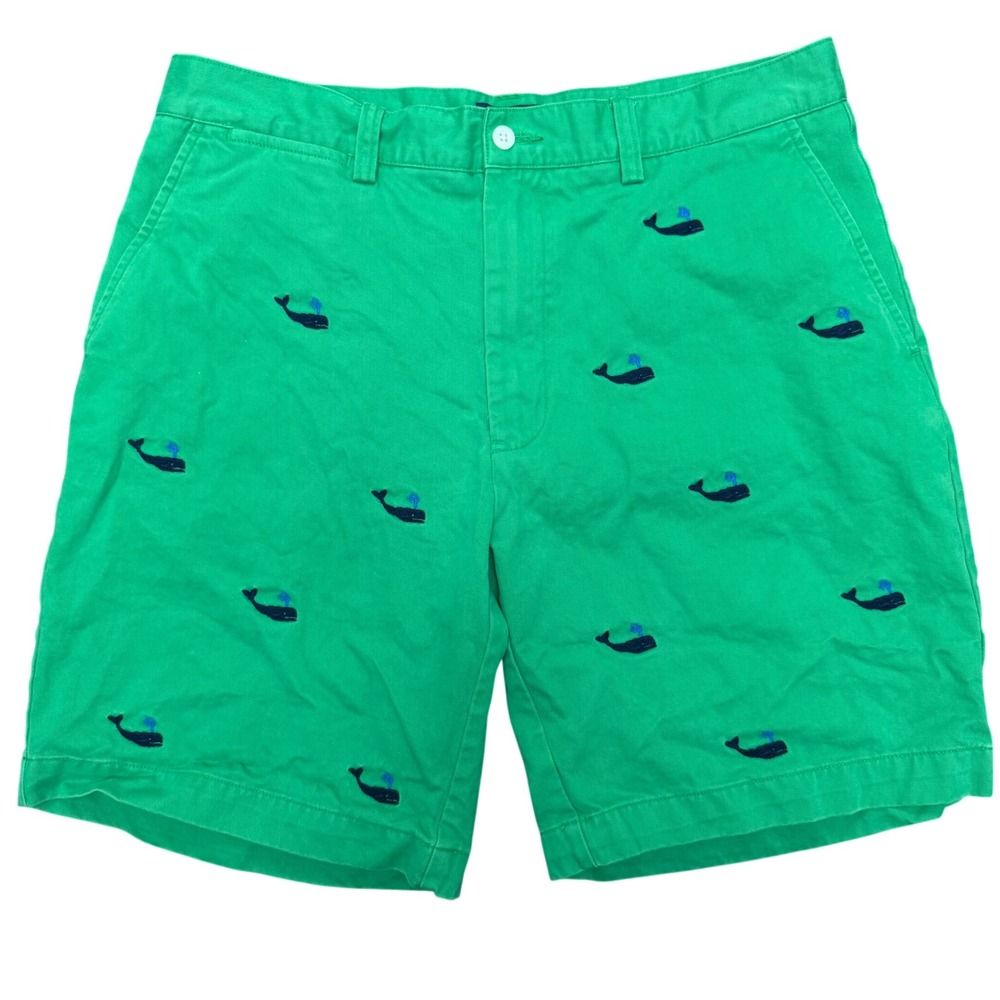 Polo Ralph Lauren Shorts Mens 33 Green Whale Embroidered Nautical Cotton Chino